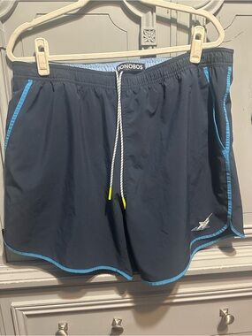 Bonobos Throwback Navy Swim Trunks with Aqua Trim